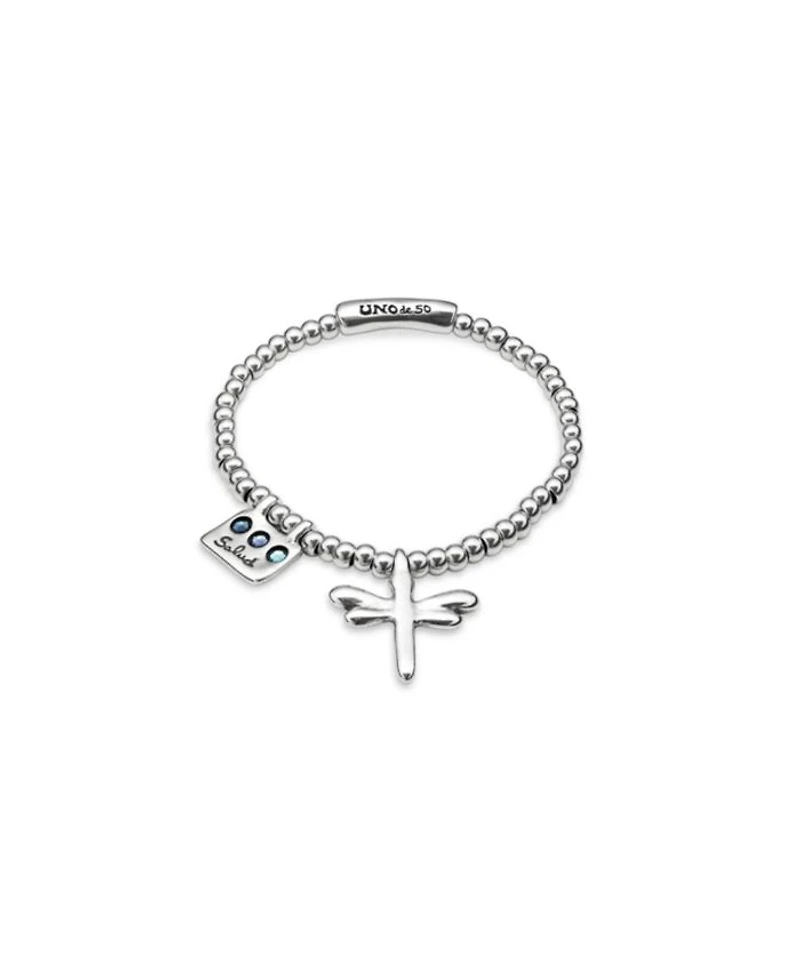 Sterling Silver Plated Elastic Beaded Bracelet