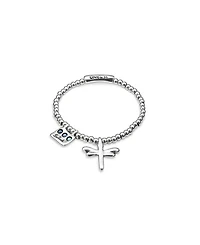Sterling Silver Plated Elastic Beaded Bracelet