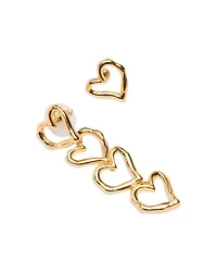 Asymmetric Heart Earrings, 0.6"L & 2.2"L