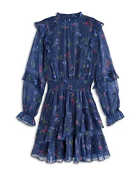 Aqua Girls' Long Sleeve Ruffle Dress, Little Kid, Big Kid - Exclusive