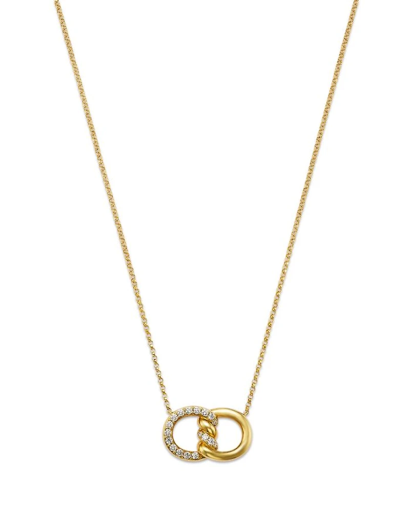 18K Yellow Gold Cialoma Diamond Intertwined Circle Pendant Necklace, 16-18"