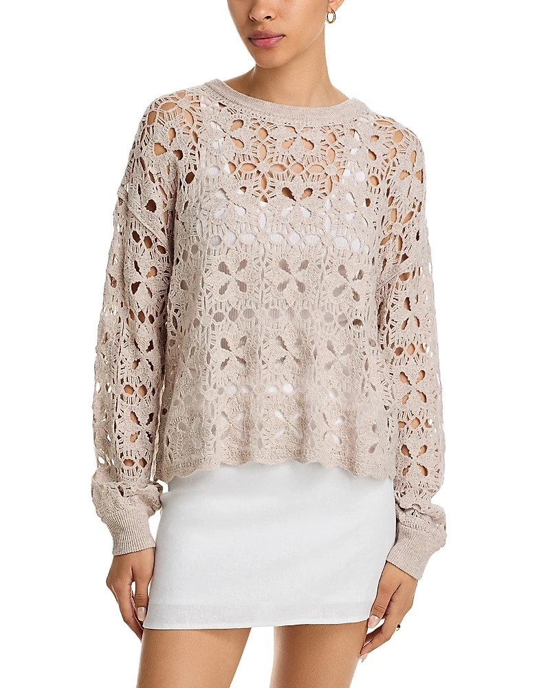 Bella Dahl Crochet Crewneck Sweater