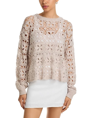 Bella Dahl Crochet Crewneck Sweater