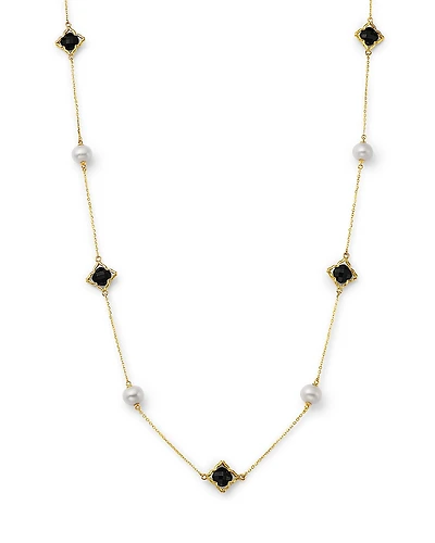 Bloomingdale's Fine Collection Onyx & Cultured Freshwater Pearl Necklace