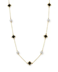 Bloomingdale's Fine Collection Onyx & Cultured Freshwater Pearl Necklace