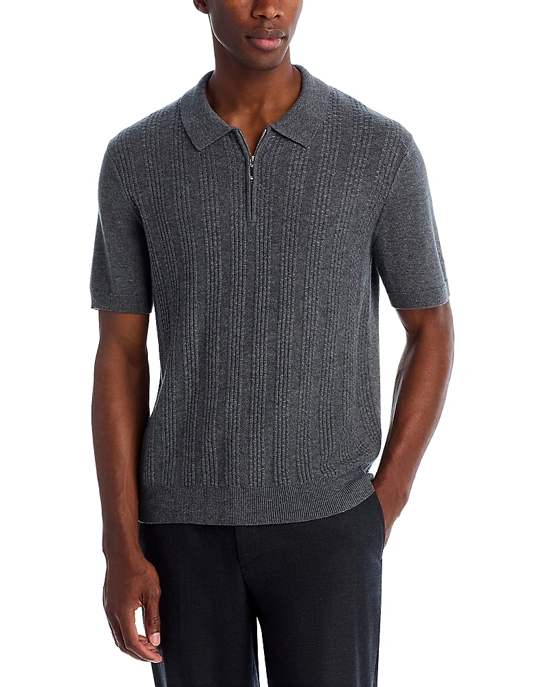 The Men's Store at Bloomingdale's Wool & Cashmere Ribbed Sweater Polo Shirt - Exclusive