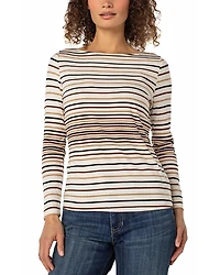 Liverpool Los Angeles Striped Boat Neck Top