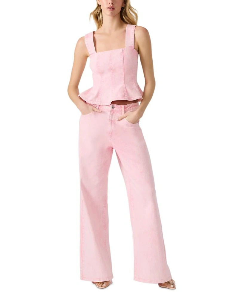 High Rise Wide Leg Jeans Prism Pink