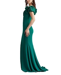 Avenne Rosette-Embellished Gown