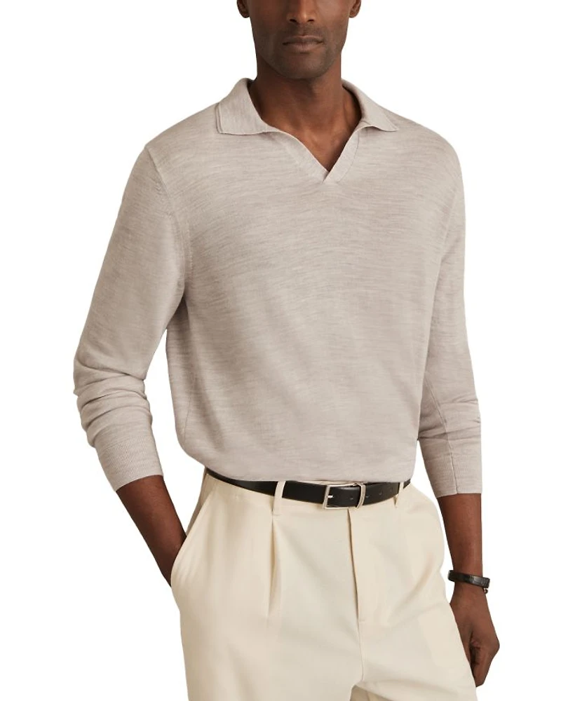 Open Collar Wool Polo Sweater