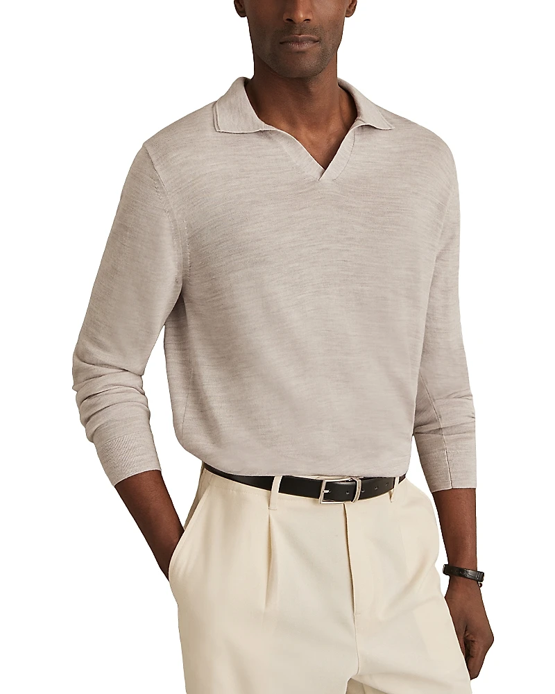 Reiss Open Collar Wool Polo Sweater