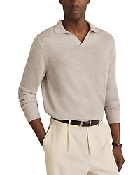 Reiss Open Collar Wool Polo Sweater