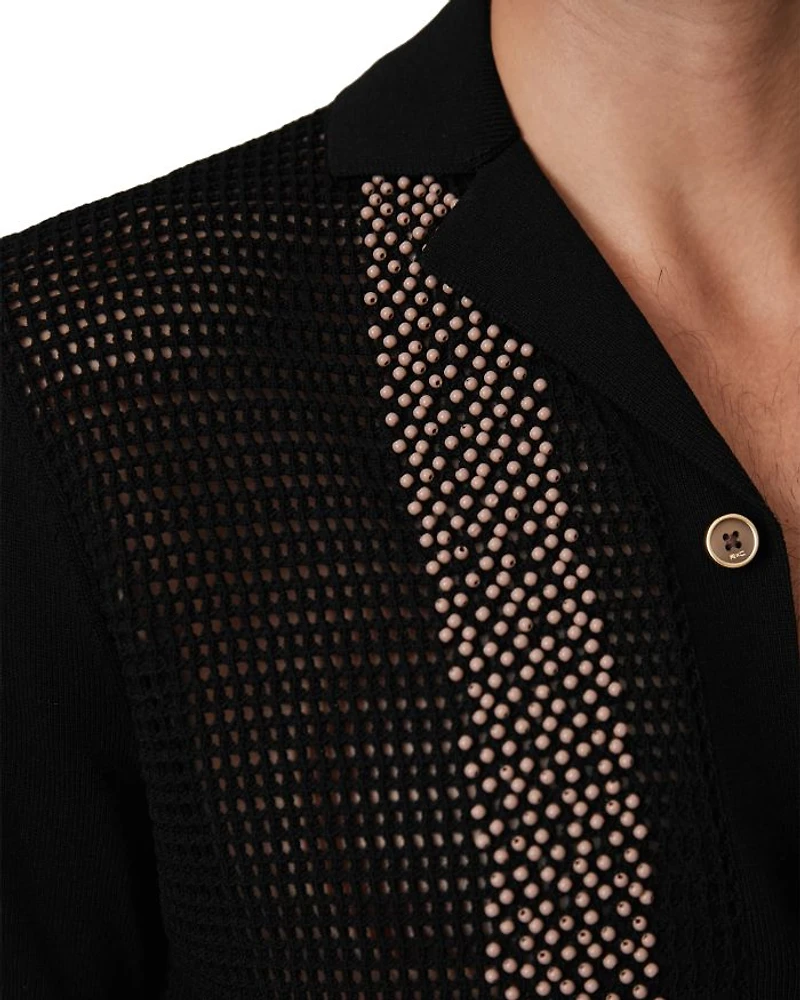 Che Accra Mesh Beaded Camp Shirt