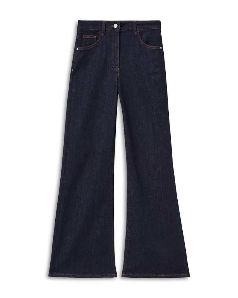 Petites Bonnie High Rise Flared Jeans Dark Blue