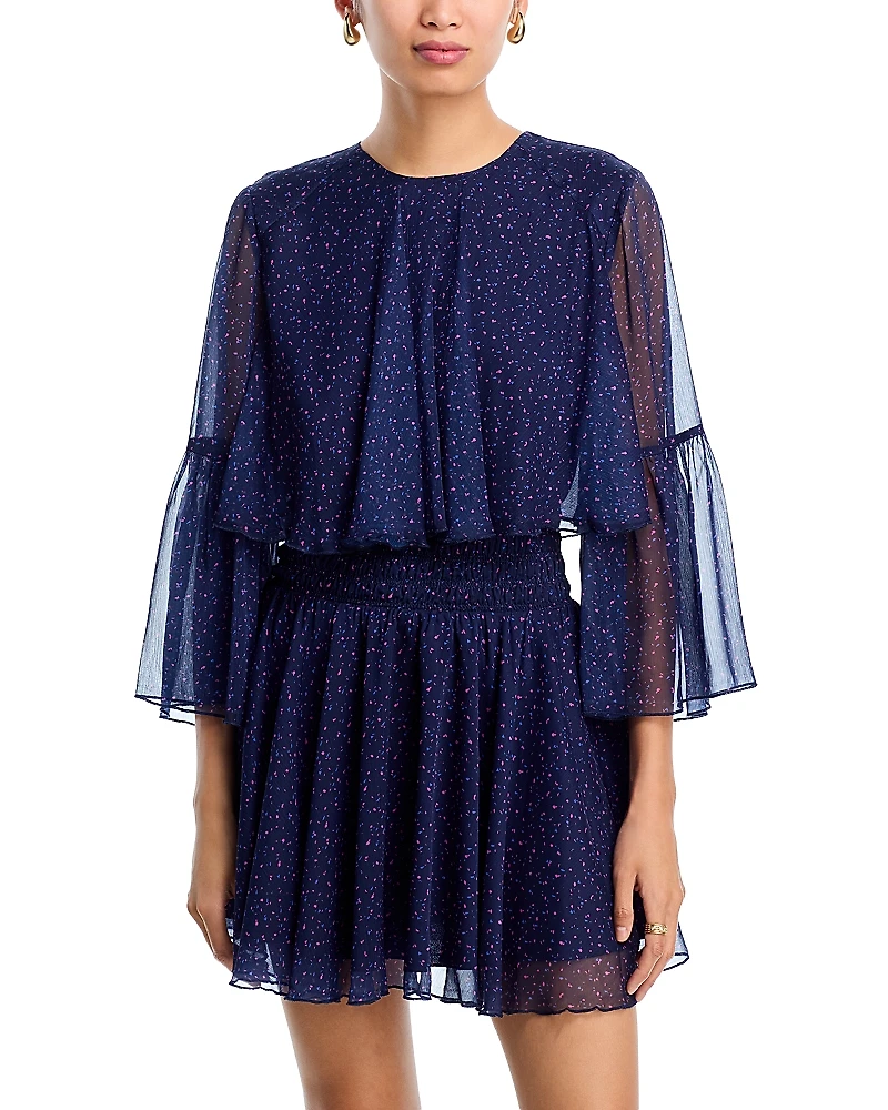 Aqua Ruffle Trim Smock Waist Dress - Exclusive