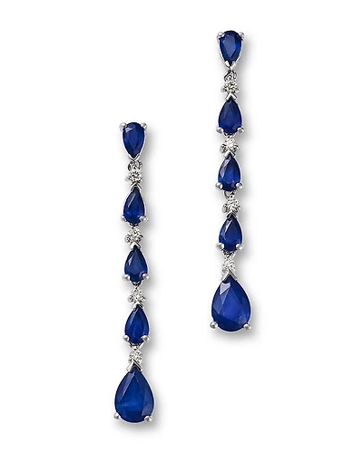 Bloomingdale's Fine Jewelry Sapphire & Diamond Pear Linear Drop Earrings
