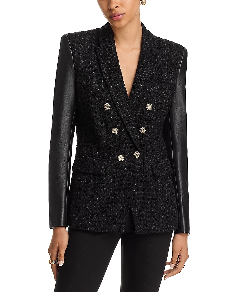 Generation Love Emilio Faux Leather Tweed Blazer