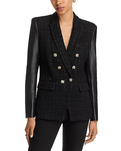 Generation Love Emilio Faux Leather Tweed Blazer