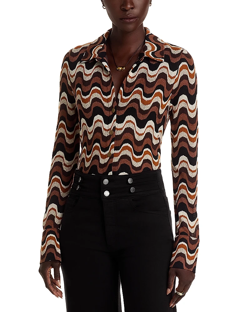 Ramy Brook Brandi Wavy Striped Blouse