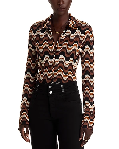 Ramy Brook Brandi Wavy Striped Blouse