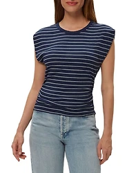 Joni Striped Power Shoulder Top