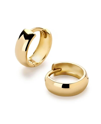 Solid Yellow Gold Bold Huggie Hoops Earrings