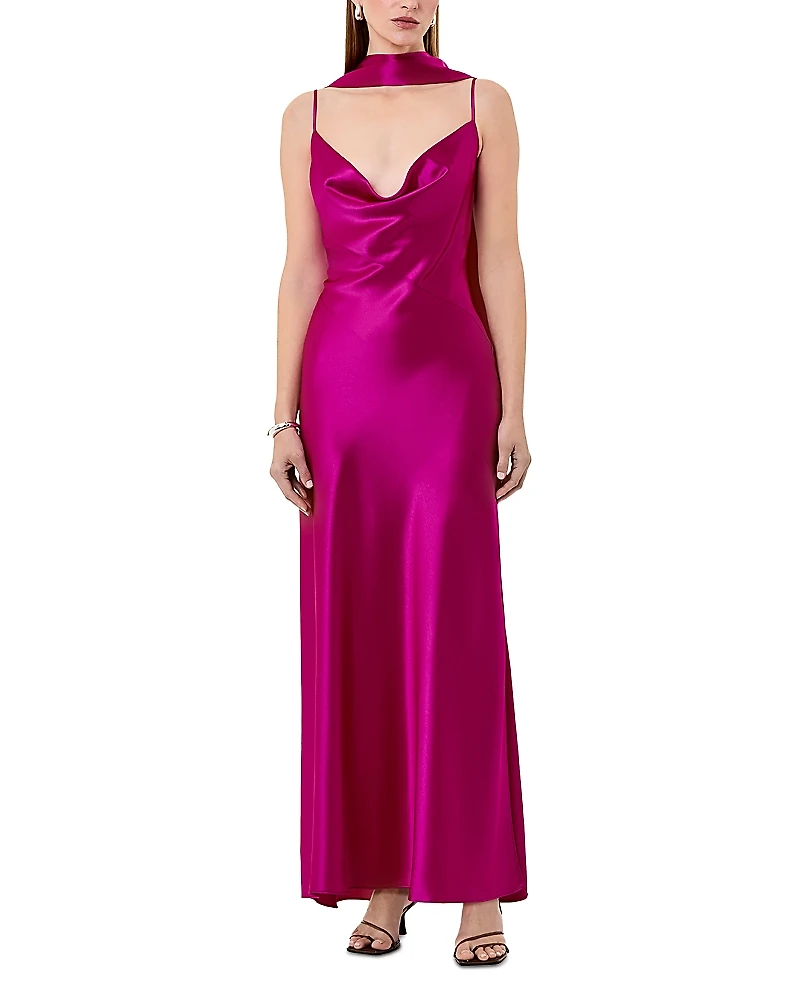 Nicholas Geneva Sleeveless Cowl Neck Side Slit Gown