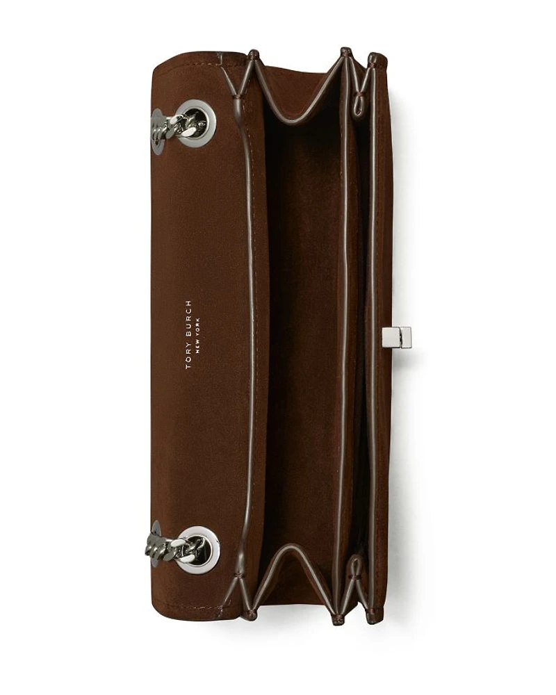 Kira Turnlock Suede Shoulder Bag