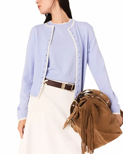 Wool Cardigan with Rhinestones