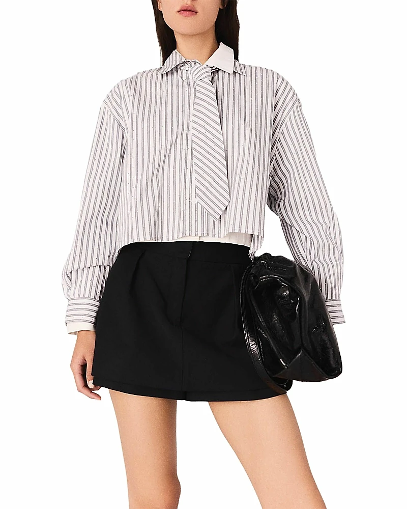 Maje Striped Rhinestone Shirt