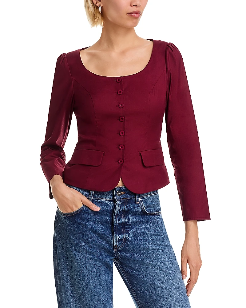 French Connection Inga Poplin Button Up Top