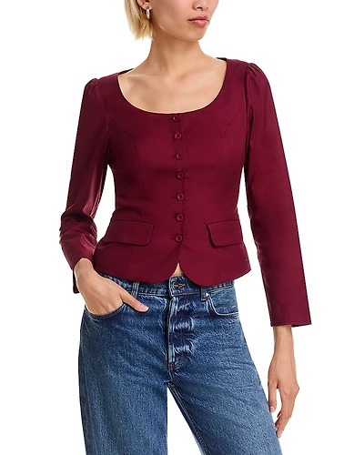 French Connection Inga Poplin Button Up Top