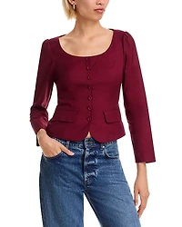 French Connection Inga Poplin Button Up Top