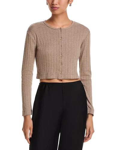 Leset Pointelle Crop Cardigan