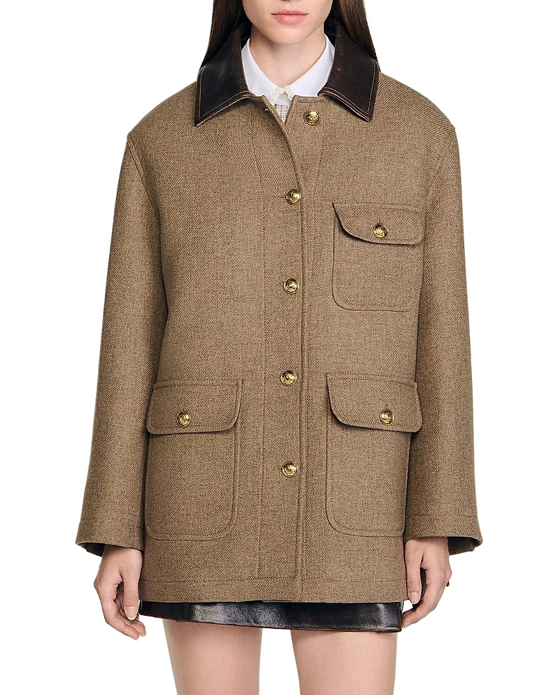 Sandro Owen Tweed Coat