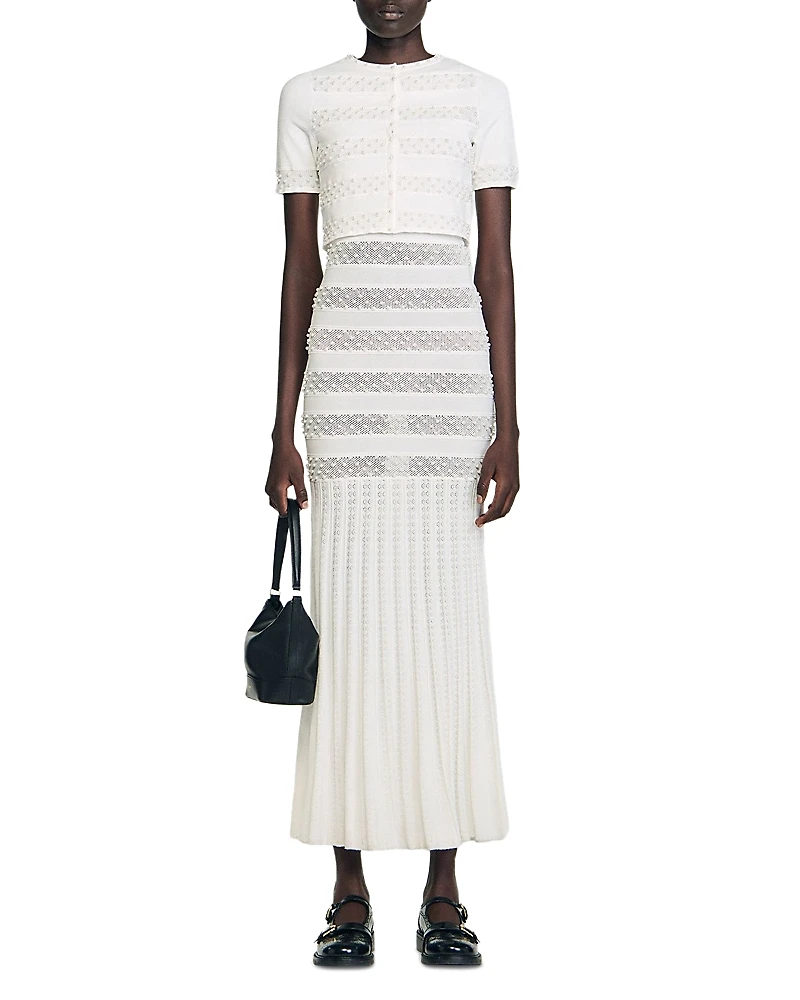 Sandro Cropped Beaded Cardigan