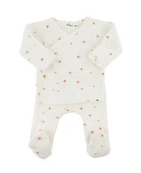 oh baby! Girls' Twinkle Mini Daisies Print Pointelle Kimono Set - Baby