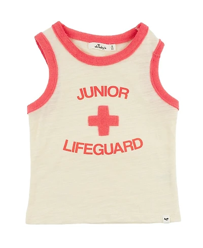 oh baby! Unisex Billie Slub Ringer Lifeguard Screenprint Tank - Baby, Little Kid