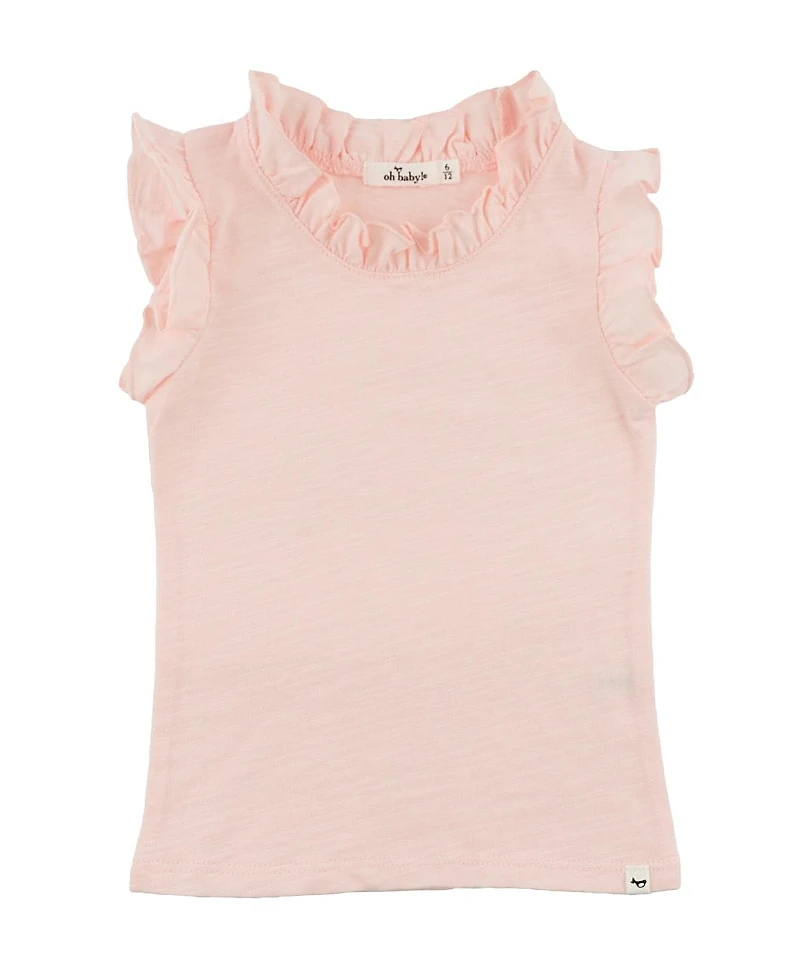 oh baby! Girls' Rebekah Ruffle Pale Pink Slub Tank - Baby