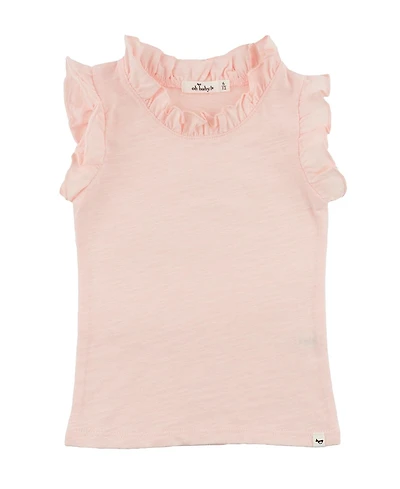 oh baby! Girls' Rebekah Ruffle Pale Pink Slub Tank - Baby