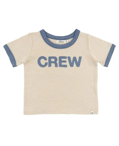 Unisex "CREW" Applique Billie Slub Ringer Tee - Baby