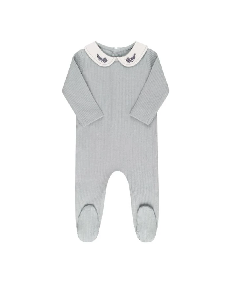Unisex Organic Cotton Embroidered Collar Collection Footie - Baby