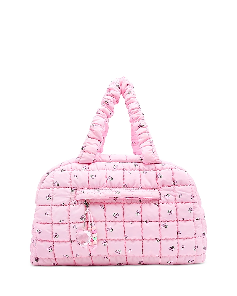 Omg Accessories Cherry Print Scrunch Medium Duffle With Charm
