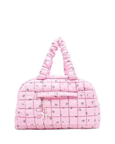 Omg Accessories Cherry Print Scrunch Medium Duffle With Charm