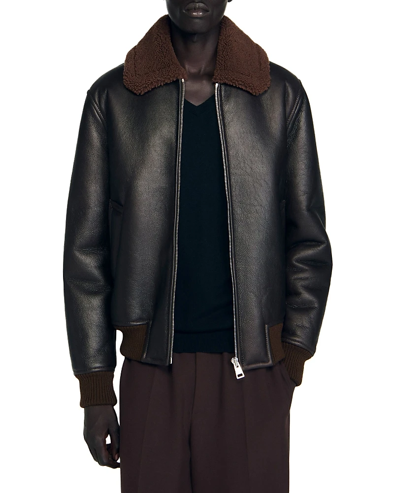 Sandro Reversed Leather Jacket