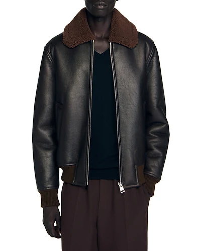 Sandro Reversed Leather Jacket