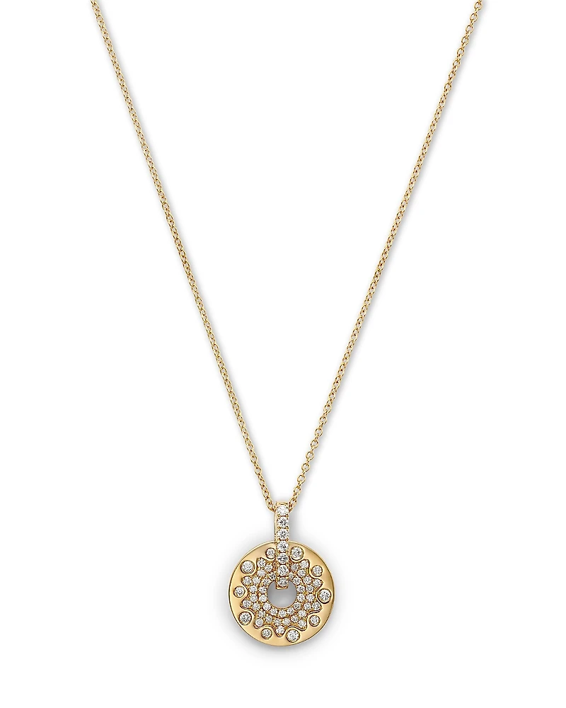 Bloomingdale's Fine Collection Scattered Diamond Disc Pendant Necklace