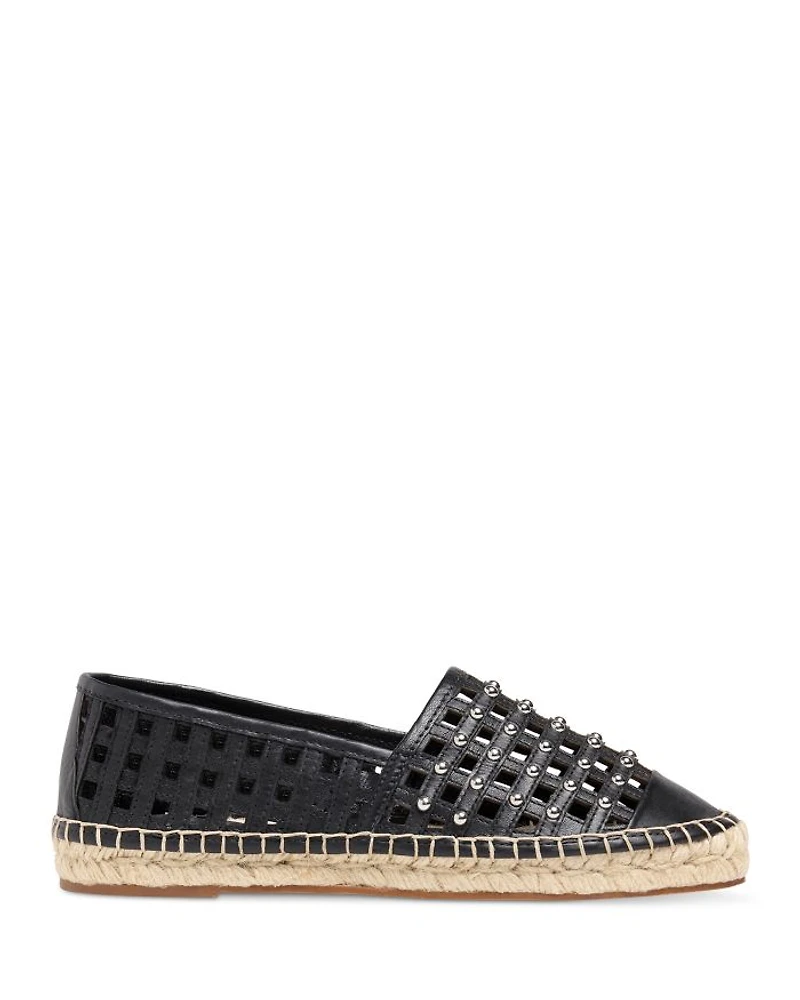 Women's Rochel Leather Cage Studded Espadrille Flats