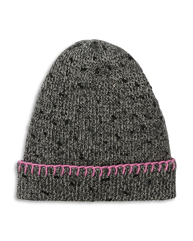 Carolyn Rowan Accessories Cashmere Tweeded Ribbed Cuffed Beanie