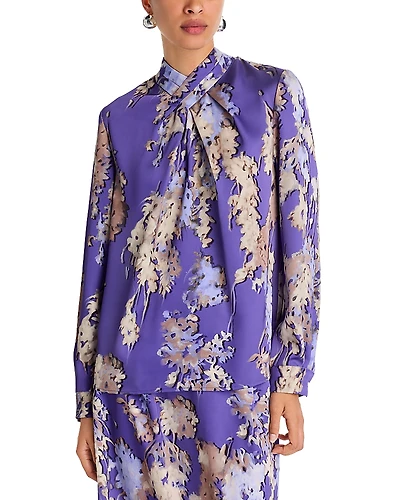 Misook Floral Crepe de Chine Blouse